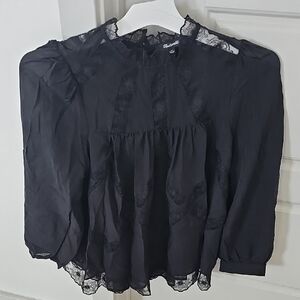 Madewell Black Lace Detail Blouse
